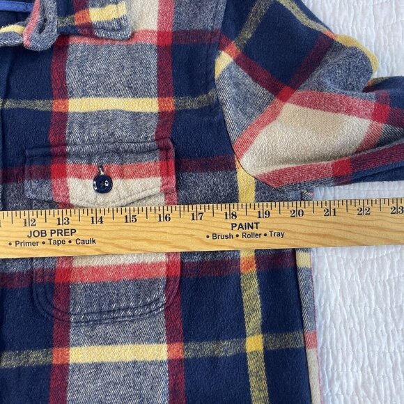 Abercrombie & Fitch Flannel Button Down Plaid Cotton Shacket Pockets SZ S Red Bl - Picture 8 of 10